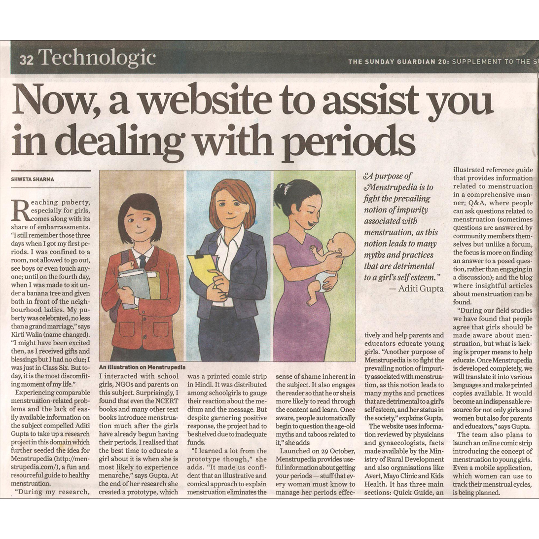 Menstrupedia article in The Sunday Guardian Menstrupedia, menstruation, periods, women health, The Sunday Guardian